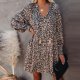 Attractive Leopard Long Sleeve Mini Dress