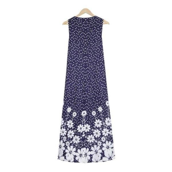 Attractive Print V-Neck Sleeveless Midi Dress