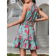 Romantic Print Sleeveless Mini Dress