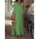 Fresh Plain Green Long Sleeve Maxi Dress