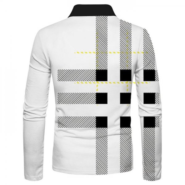 Men's Golf Shirt Graphic Print Long Sleeve Casual Tops Casual White