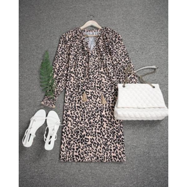 Attractive Leopard Long Sleeve Mini Dress