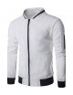 Men's Spring Stand Collar Jacket Regular Patchwork Daily Active Black &Amp; White Long Sleeve Light Gray White Black Summer/Fall/Winter