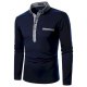 Men's Golf Shirt non-printing Color Block Patchwork Long Sleeve Casual Tops Simple Casual Fashion Classic Navy Blue