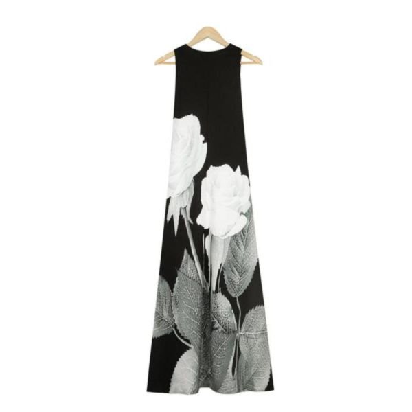 White Roses Sleeveless Maxi Dress