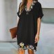 Modest Black Short Sleeve Mini Dress