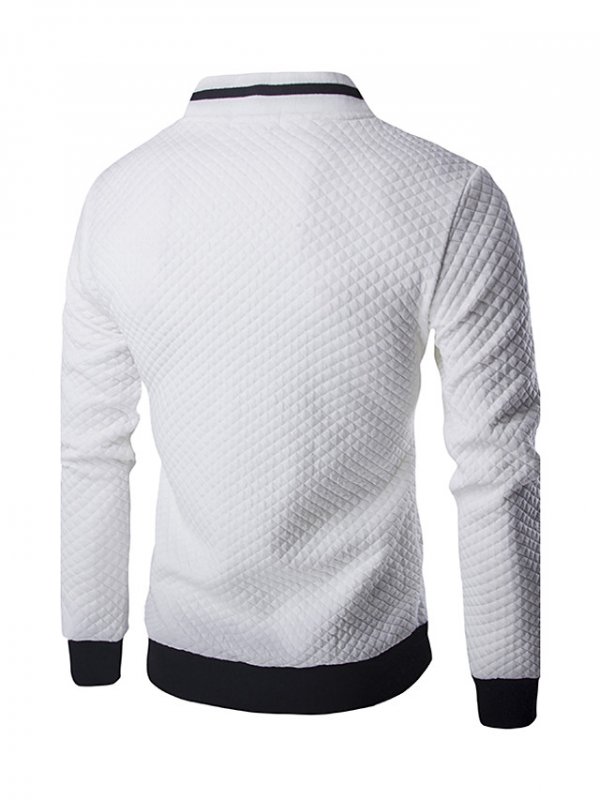 Men's Spring Stand Collar Jacket Regular Patchwork Daily Active Black &Amp; White Long Sleeve Light Gray White Black Summer/Fall/Winter