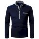 Men's Golf Shirt non-printing Color Block Patchwork Long Sleeve Casual Tops Simple Casual Fashion Classic Navy Blue