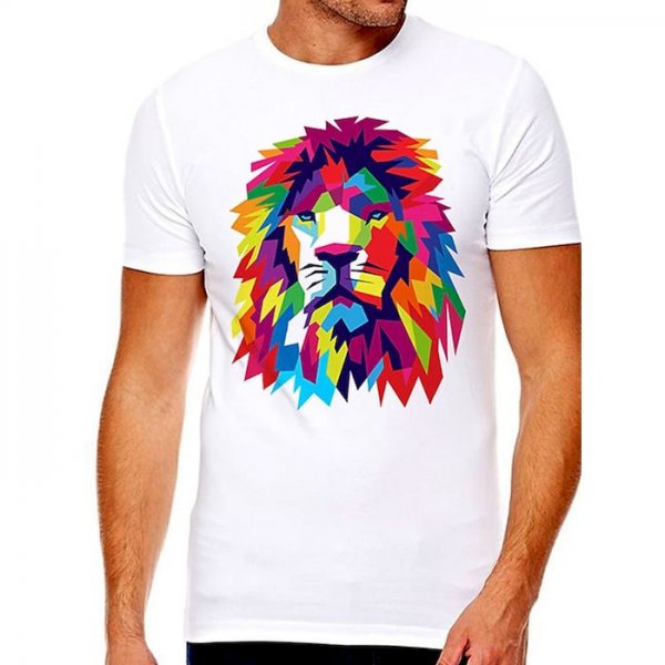 Men's Unisex Tee T shirt Hot Stamping Graphic Prints Lion Plus Size Print Short Sleeve Casual Tops Cotton Basic Designer Big and